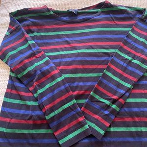XS J.Crew x Saint James green, red, blue, and black Breton Striped Shirt